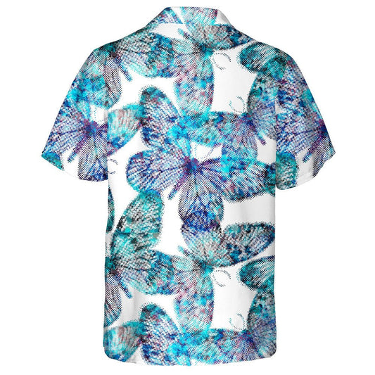 Theme Colorful Blue Butterflies Faded Away Hawaiian Shirt, Hawaiian Shirt Gift, Christmas Gift