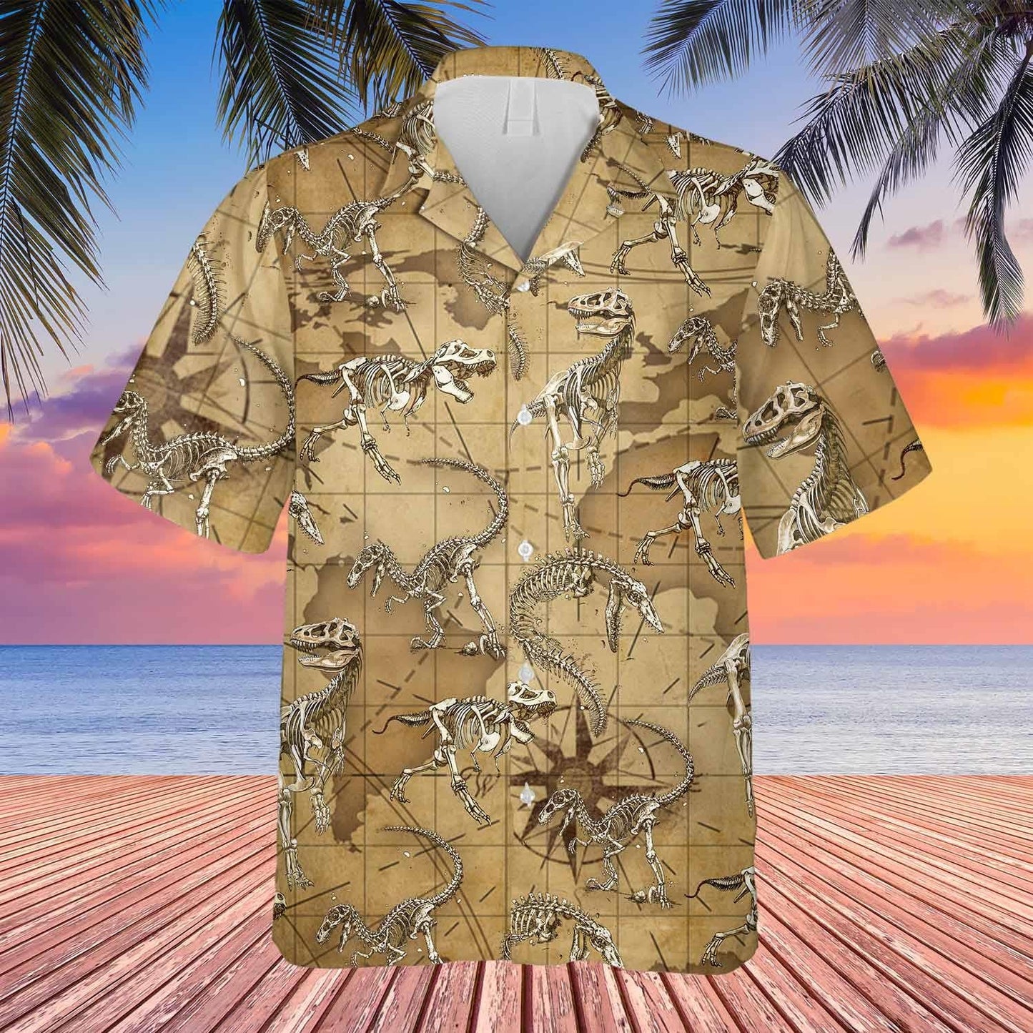 Love Dinosaurs Vintage World Map Pattern Hawaiian Shirt,Hawaiian Shirt Gift, Christmas Gift