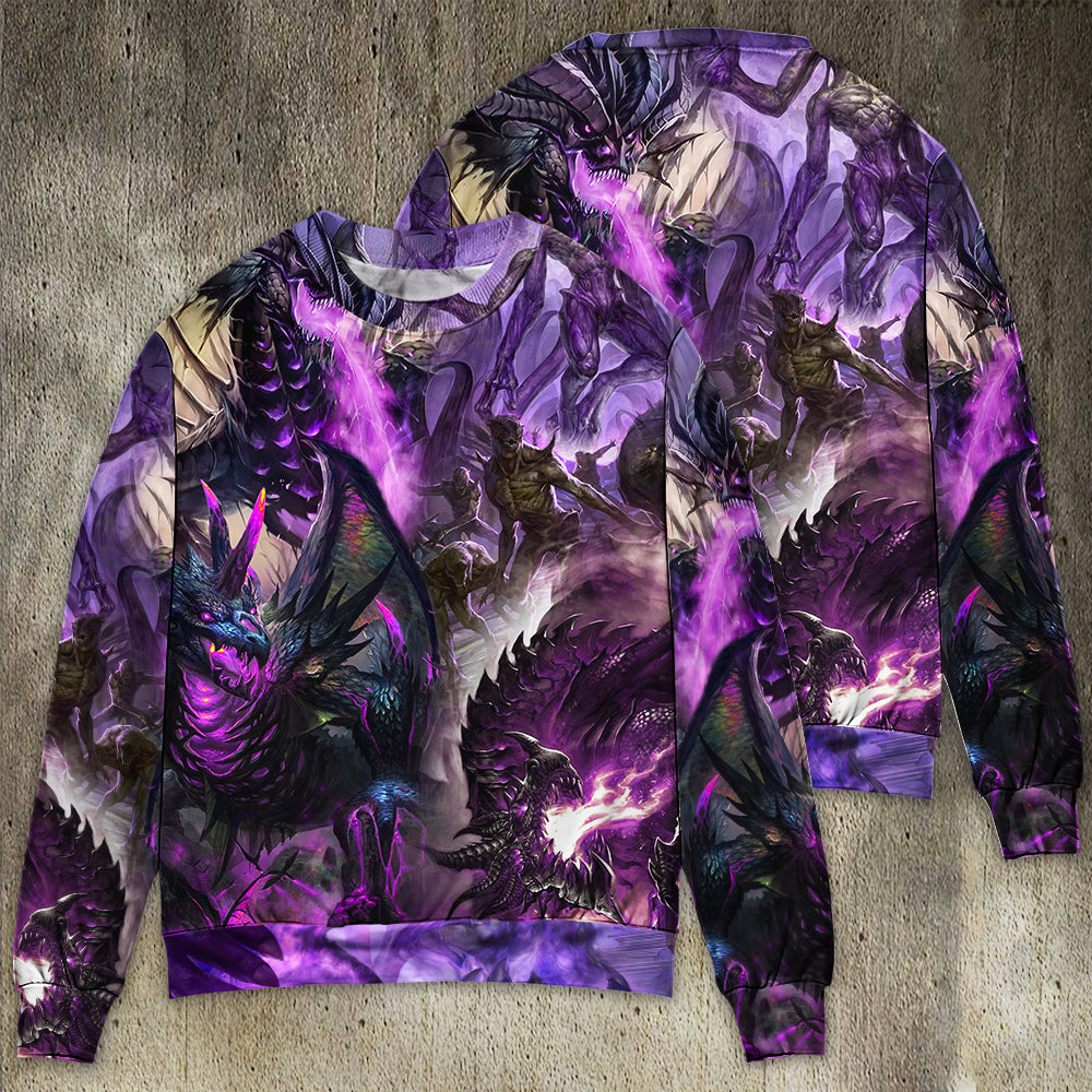 Dragon Purple Skull Monster Lightning Fight Art Style Ugly Christmas Sweater, Christmas Gift, Gift Christmas 2024