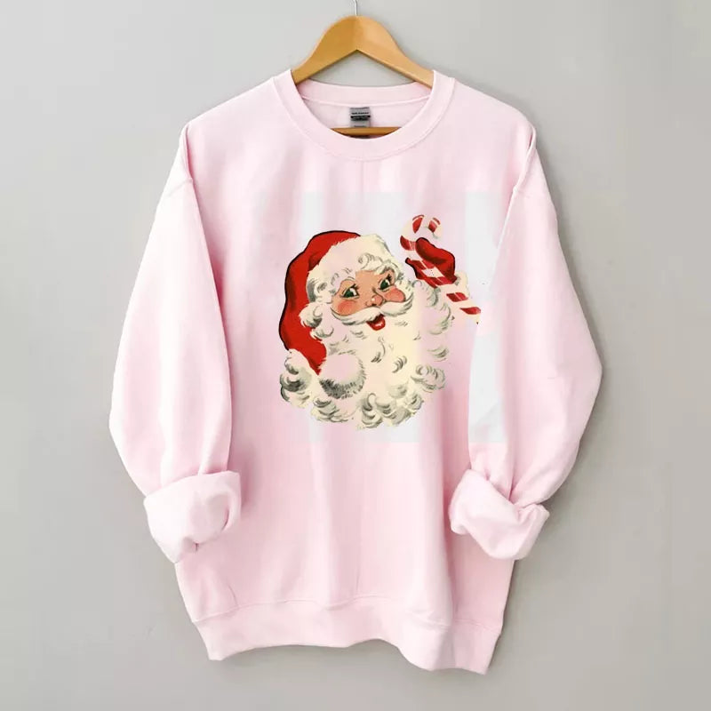 Sweatshirt Retro Santa, Geansaí Nollag gleoite, Geansaí Geimhridh na Nollag