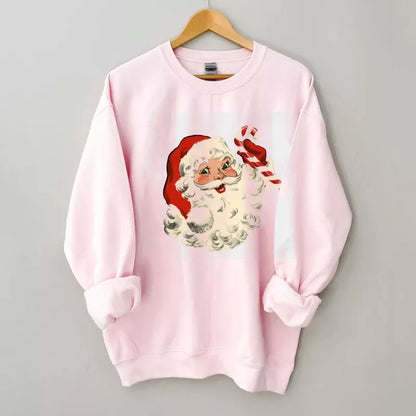 Sweatshirt Retro Santa, Geansaí Nollag gleoite, Geansaí Geimhridh na Nollag
