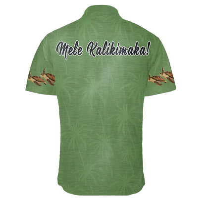 Hawaiian Shirt Christmas Monk Seal Lovely Green Background, Hawaiian Shirt Gift, Christmas Gift