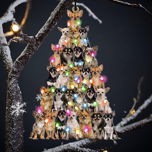 Chihuahua Lovely Tree Christmas 2 sides Ornament, Christmas Gift, Christmas Decoration