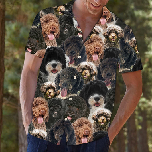Portuguese Water Dog Vintage Style Hawaiian Shirt,Hawaiian Shirt Gift, Christmas Gift