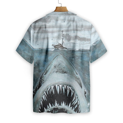 Shark With Sharp Teeth Nice Painting Hawaiian Shirt,Hawaiian Shirt Gift, Christmas Gift