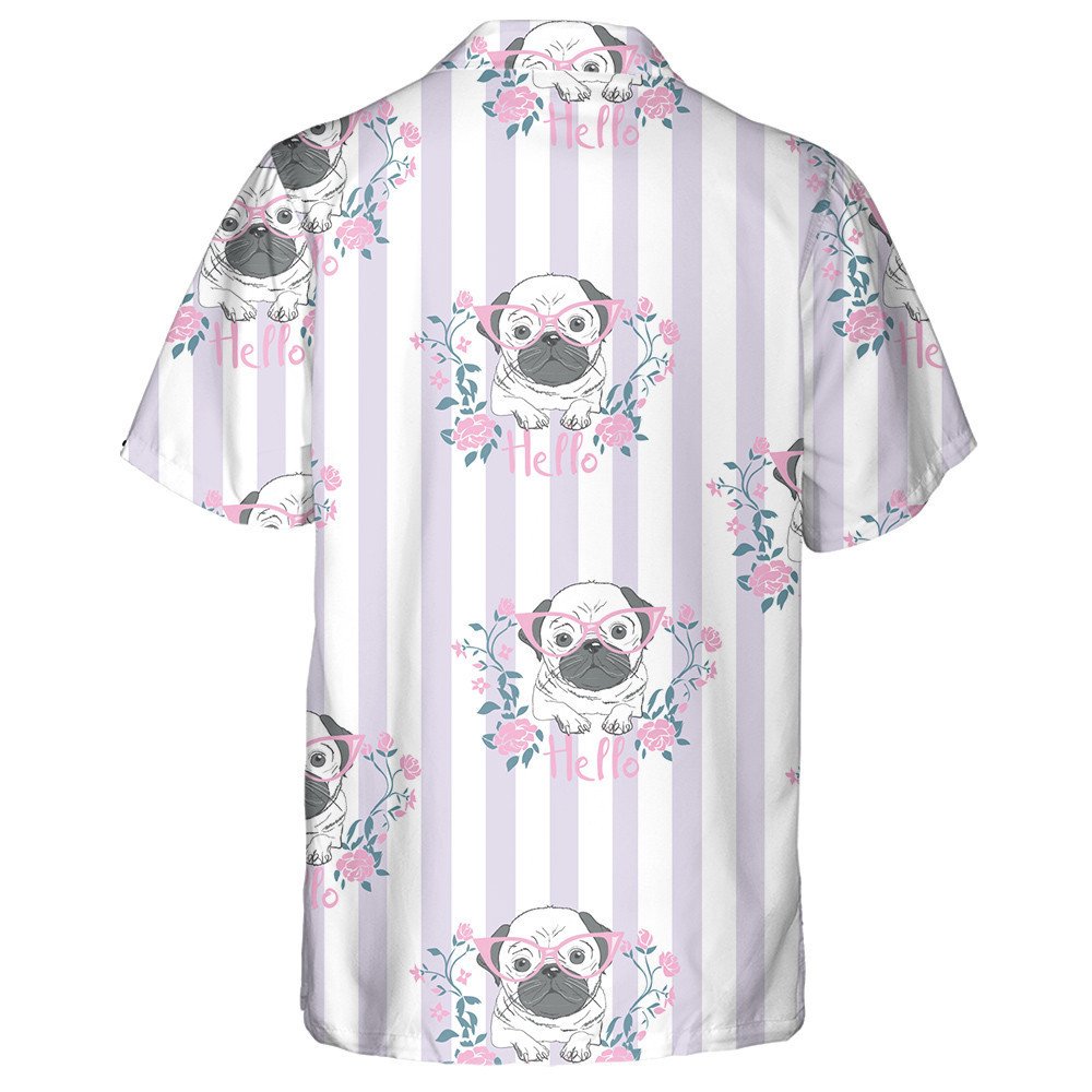 Hello Lovely Bulldog And Pink Flowers Hawaiian Shirt, Hawaiian For Gift