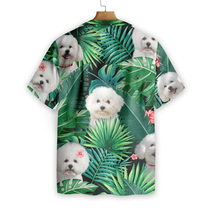 Tropical Bichon Frise Cute Pattern Hawaiian Shirt,Hawaiian Shirt Gift, Christmas Gift