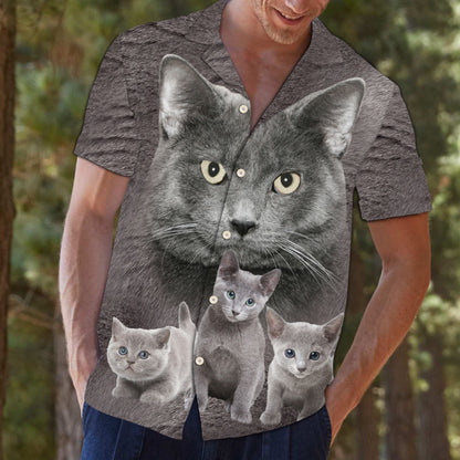 Gray Russian Cat Staring At You Hawaiian Shirt,Hawaiian Shirt Gift, Christmas Gift