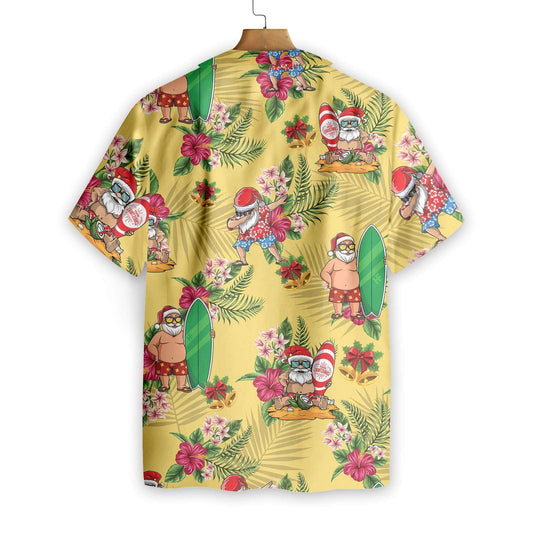 Nollaig Shona Daidí na Nollag Surfáil Cúlra Buí Léine Haváís, Bronntanas Léine Haváíais, Bronntanas Nollag