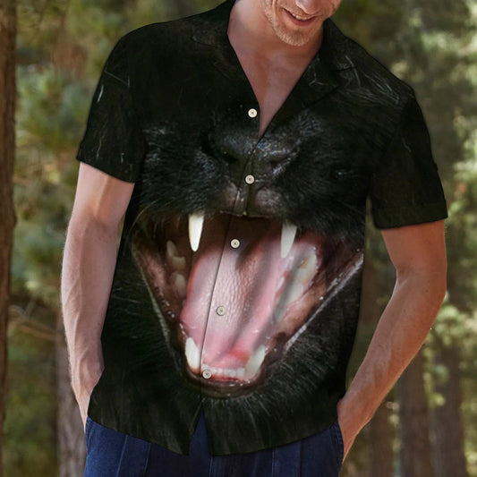 Greannmhar Cat Dubh Béil Oscailte Patrún Dorcha Léine Haváís Bronntanais Léine Haváís, Bronntanas Nollag