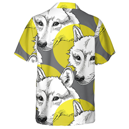 The Image Wolf Portrait And Big Dot Hawaiian Shirt,Hawaiian Shirt Gift, Christmas Gift