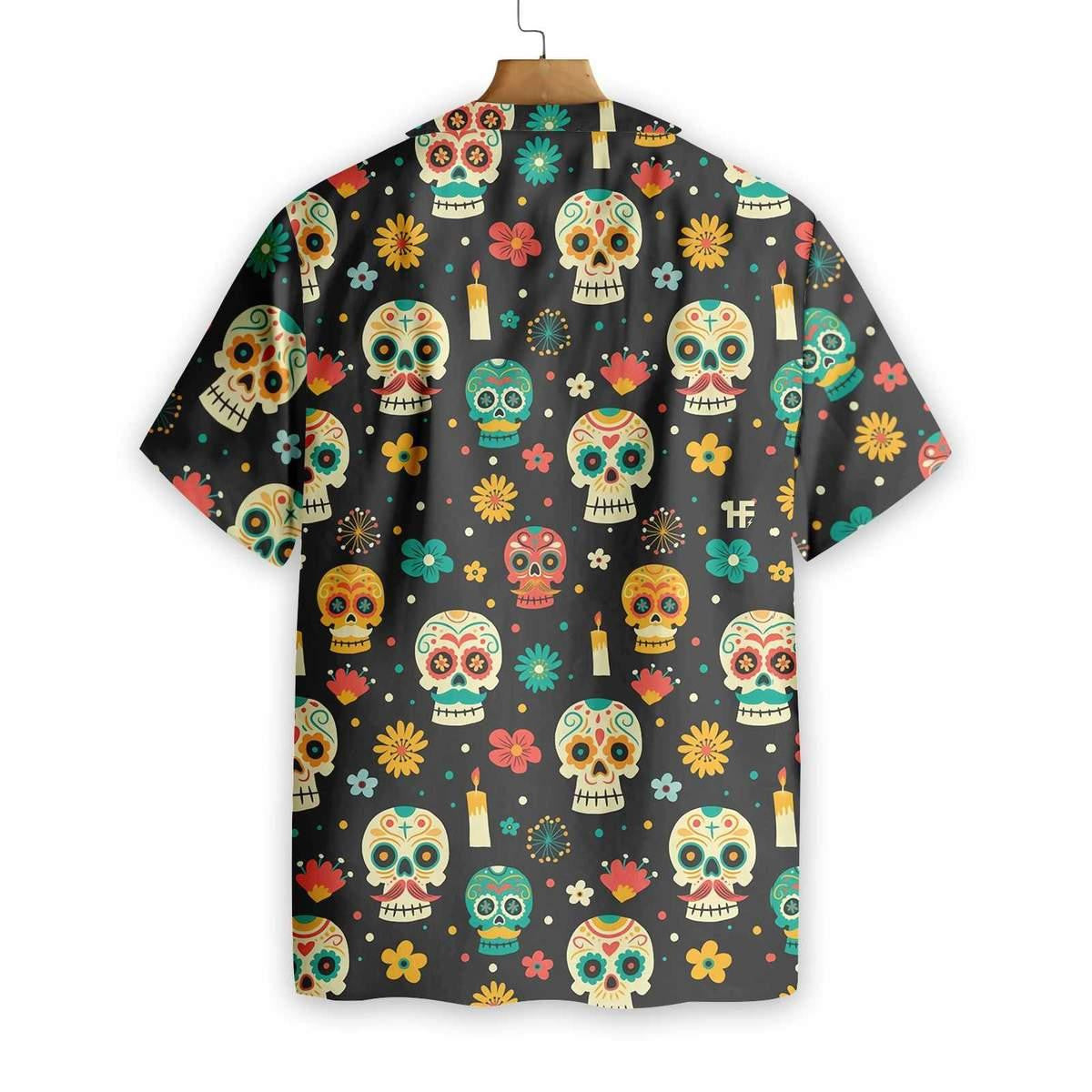 Skull Day Of The Dead Pattern Flower Hawaiian Shirt, Hawaiian Shirt Gift, Christmas Gift