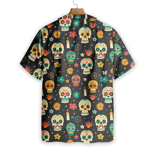Skull Day Of The Dead Pattern Flower Hawaiian Shirt, Hawaiian Shirt Gift, Christmas Gift
