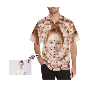 Custom Girlfriend Face Seamless Men's All Over Print Hawaiian Shirt, Hawaiian Shirt Gift, Christmas Gift