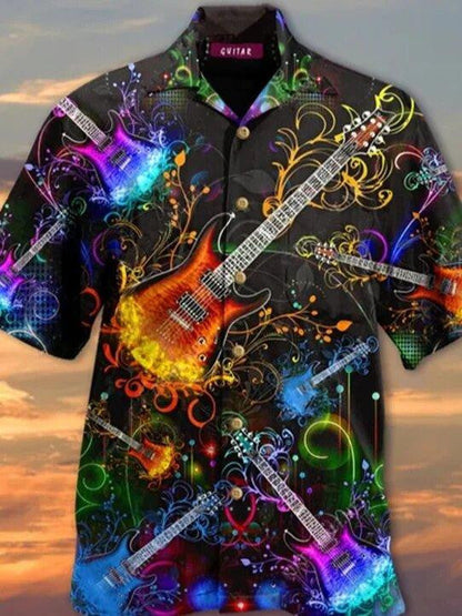Fantastic Guitar Awesome Background Design Hawaiian Shirt,Hawaiian Shirt Gift, Christmas Gift