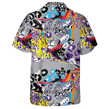 Animal With Leopards Pop Art Colorful Background Hawaiian Shirt, Hawaiian Shirt Gift, Christmas Gift