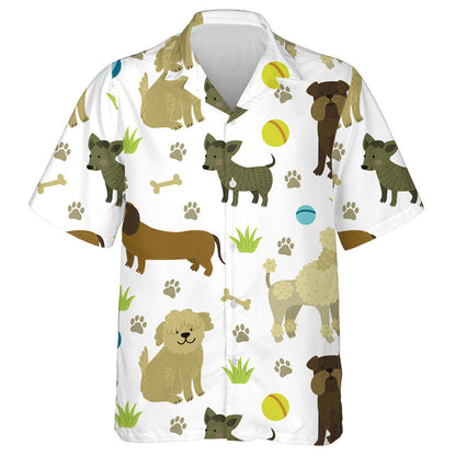 Cartoon Poodle Dog Bobtail And Chihuahua Hawaiian Shirt, Hawaiian For Gift