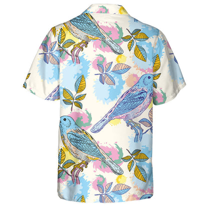 Beautiful Birds With Colorful Leaves Hawaiian Shirt, Hawaiian For Gift