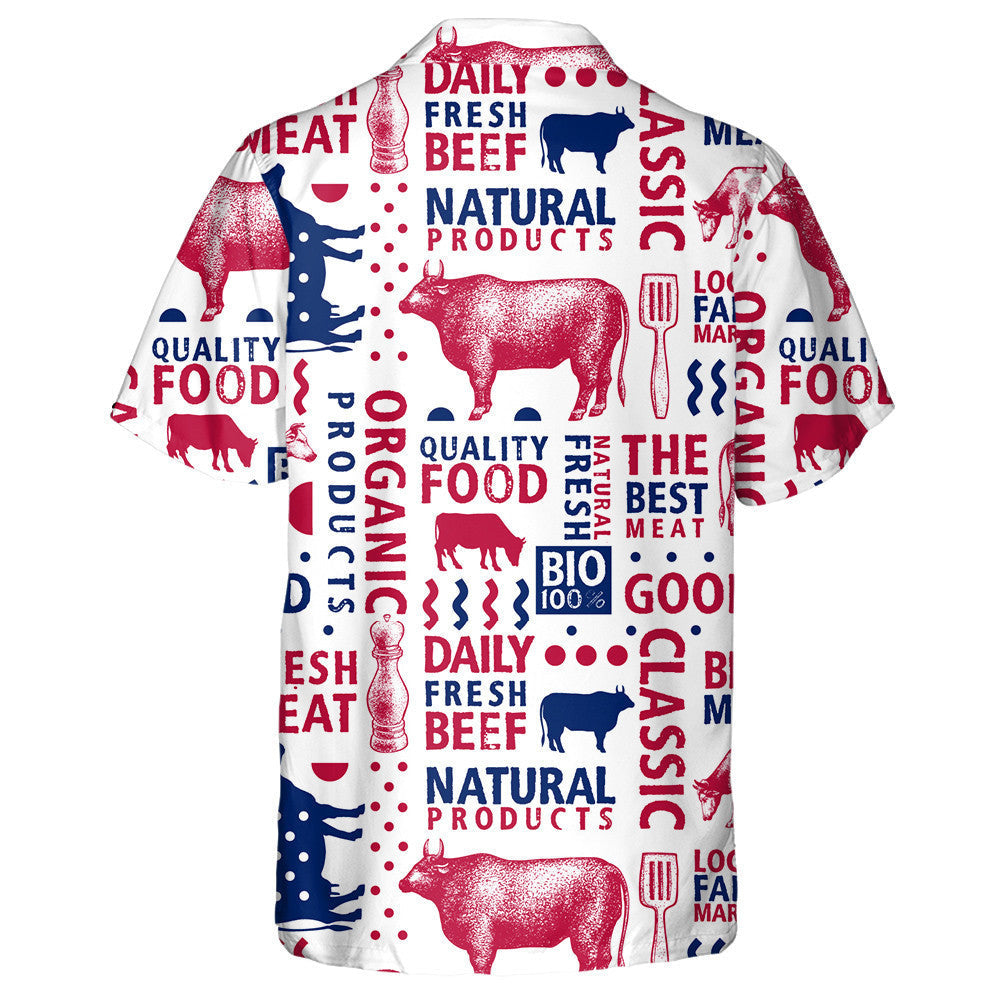 Scáthchruth Tarbh Agus Bó Lámh-tharraingthe Retro Feirme Léine Haváís, Bronntanas Léine Haváís, Bronntanas Nollag