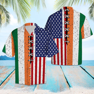 Awesome Irish And Usa Flag Pattern Hawaiian Shirt, Hawaiian For Gift