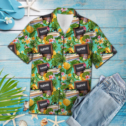 Tropical Pineapple Teacher Board Pattern Hawaiian Shirt,Hawaiian Shirt Gift, Christmas Gift