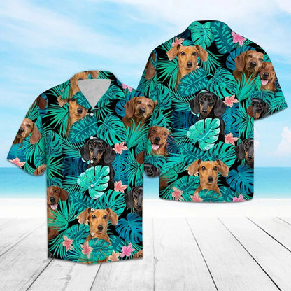 Appealing Tropical Jungle With Dachshund Hawaiian Shirt, Hawaiian For Gift