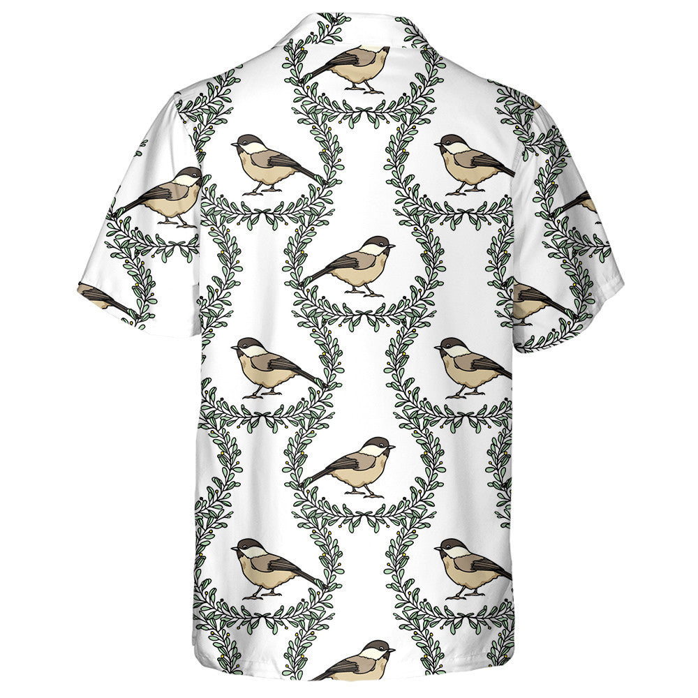Bird Willow Tits In Floral Berry Frames Hawaiian Shirt, Hawaiian Shirt Gift, Christmas Gift