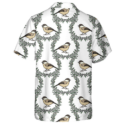 Bird Willow Tits In Floral Berry Frames Hawaiian Shirt, Hawaiian Shirt Gift, Christmas Gift