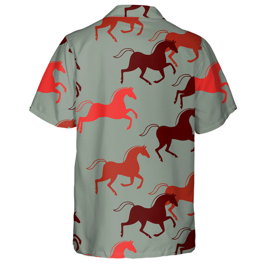 The Bright Beautiful Wild Horses On Grey Hawaiian Shirt, Hawaiian Shirt Gift, Christmas Gift