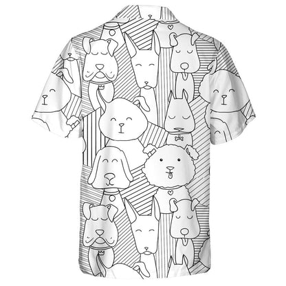 Cúlra Scoite Madra Doodle Cartún Tarraingthe Láimhe Léine Haváís, Bronntanas Léine Haváíais, Bronntanas Nollag