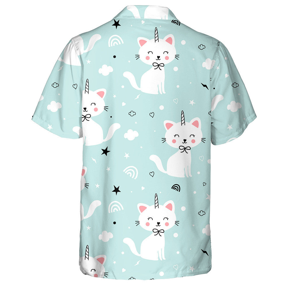 Sweet Cat And Unicorn Horn In The Sky Hawaiian Shirt, Hawaiian Shirt Gift, Christmas Gift