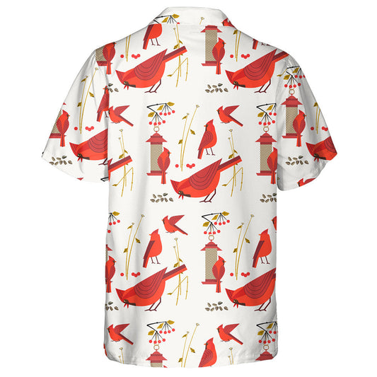 Cartún Éan Cairdinéal Dearg Gleoite Íosta Stíl Léine Haváís, Bronntanas Léine Haváíais, Bronntanas Nollag