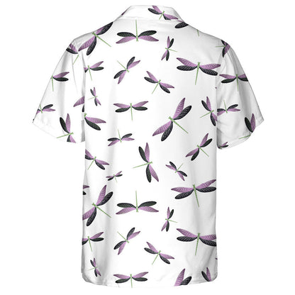 Colorful Flying Water Dragonfly On White Hawaiian Shirt, Hawaiian For Gift