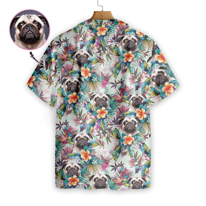 Dog With Tropical Flowers Custom Photo Hawaiian Shirt,Hawaiian Shirt Gift, Christmas Gift