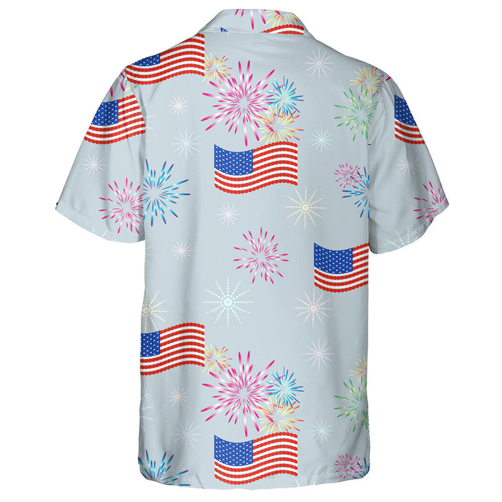 Cheer For Independence Day With Colorful Fireworks Pattern Hawaiian Shirt, Hawaiian Shirt Gift, Christmas Gift