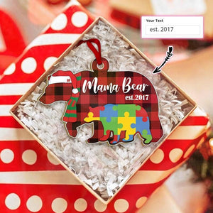 Autism Mama Bear Custom Ornament, Christmas Ornament Gift, Christmas Gift, Christmas Decoration
