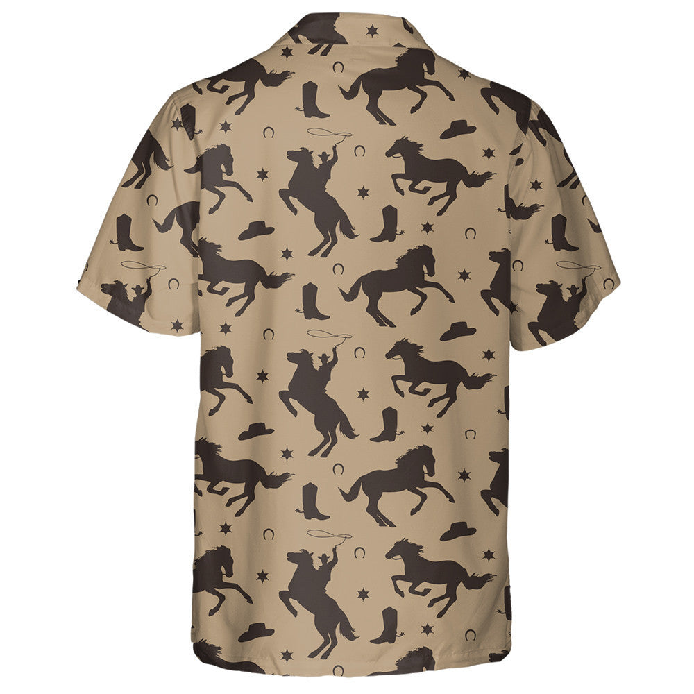 Cowboy Male Background With Silhouette Of Horses Hawaiian Shirt, Hawaiian Shirt Gift, Christmas Gift