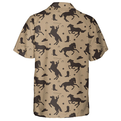 Cowboy Male Background With Silhouette Of Horses Hawaiian Shirt, Hawaiian Shirt Gift, Christmas Gift