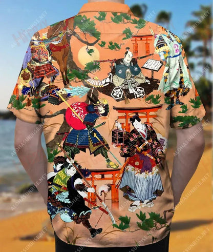 Fill Ar Ais Ó An Bás Samurai Léine Haváís Unisex Caitheamh aimsire Gearr muinchille Oirbheartaíochta Léinte haváíais Léinte haváíais d'Fhir, Léine haváíais, Bronntanas Nollag