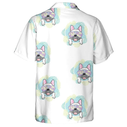 French Bulldog Heart Sunglasses And Palm Leaves Hawaiian Shirt, Hawaiian Shirt Gift, Christmas Gift