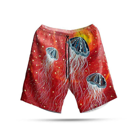 Hippie Jellyfish On Red Background Design Hawaiian Shirt, Hawaiian For Gift