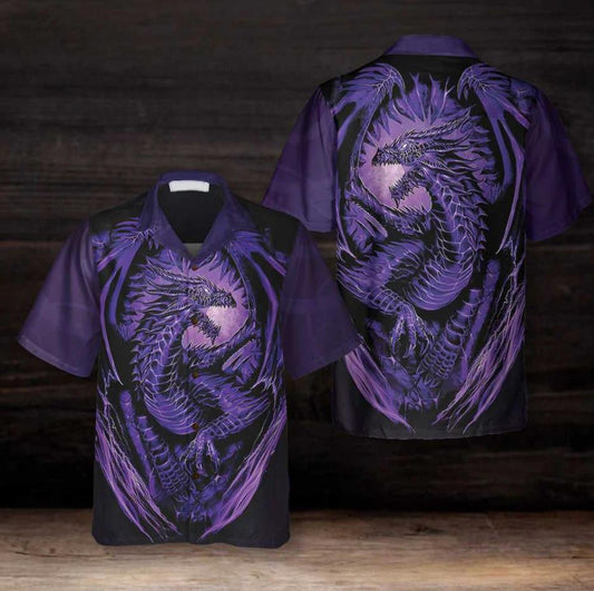 Impressive Purple Neon Dragon Hawaiian Shirt, Hawaiian For Gift
