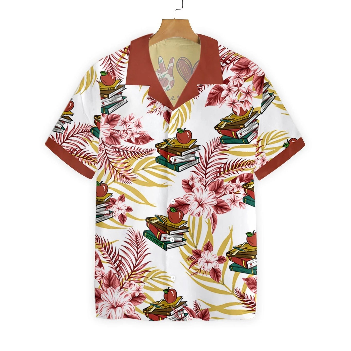 Úlla Ar Leabhair Hibiscus Bándearg Agus Duilleoga Ainm Saincheaptha Léine Haváise, Bronntanas Léine Haváíais, Bronntanas Nollag