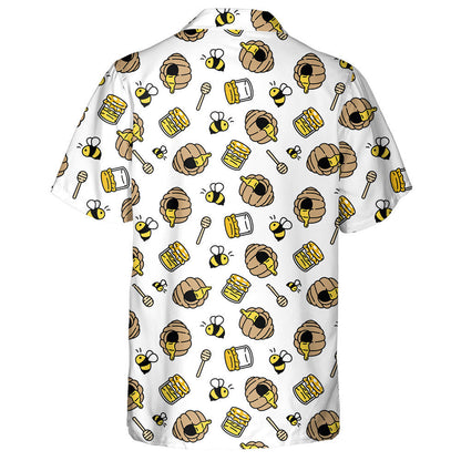 Hand Drawn Bees And Jam Cartoon Spring Hawaiian Shirt, Hawaiian Shirt Gift, Christmas Gift