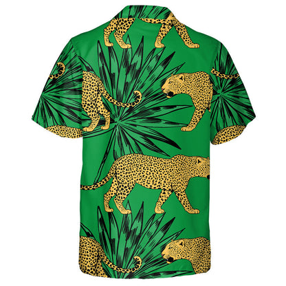 Wild African Leopard In Colorful Tropical Leaves Hawaiian Shirt, Hawaiian Shirt Gift, Christmas Gift