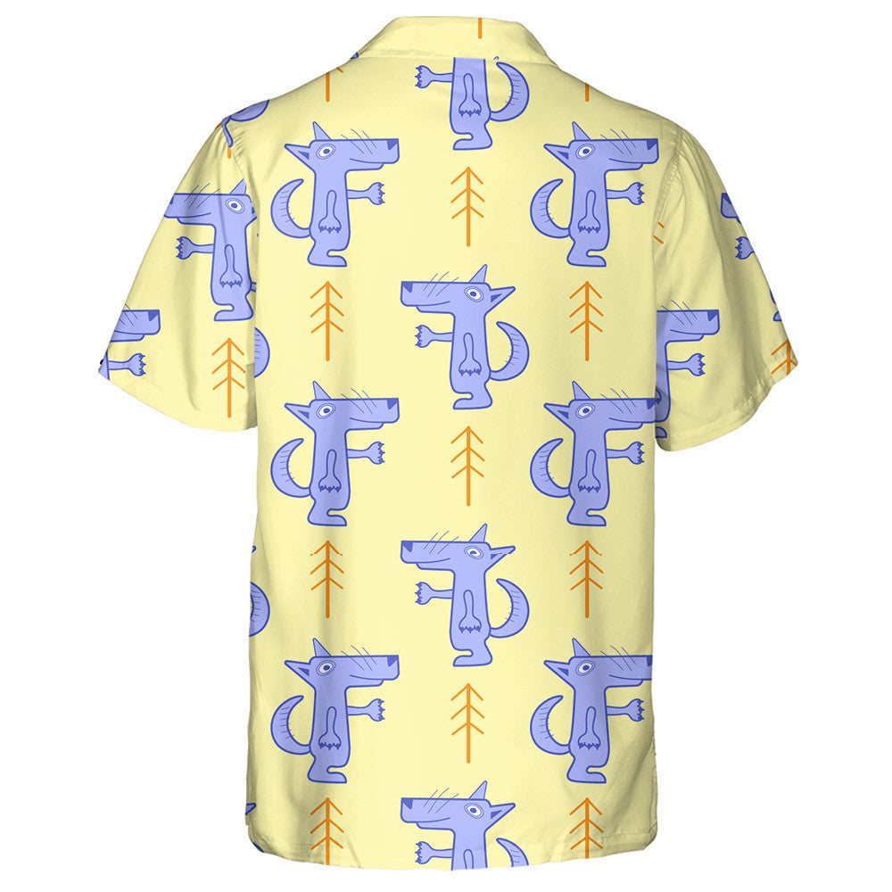 Cúlra Buí Le Cartún Mac Tíre Agus Crainn Giúise Léine Haváís, Bronntanas Léine Haváíais, Bronntanas Nollag