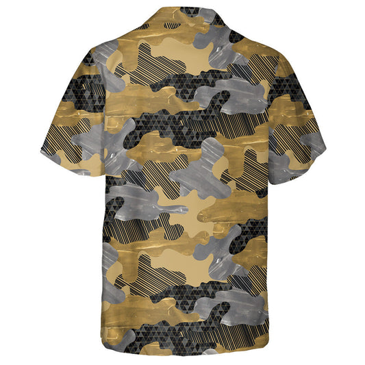Trendy Gold Gray Marble Camouflage Geometry Pattern Hawaiian Shirt, Hawaiian Shirt Gift, Christmas Gift