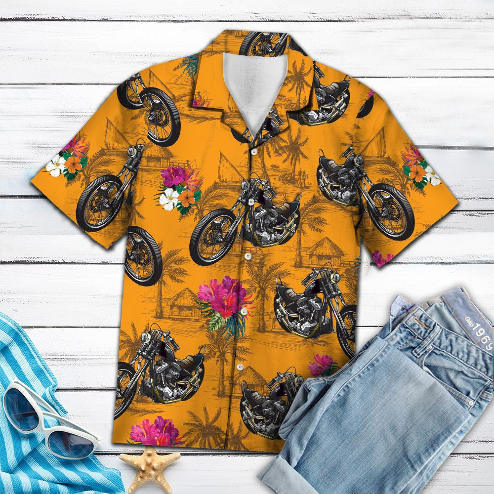 Motor Tropical Flowers With Yellow Theme Hawaiian Shirt,Hawaiian Shirt Gift, Christmas Gift