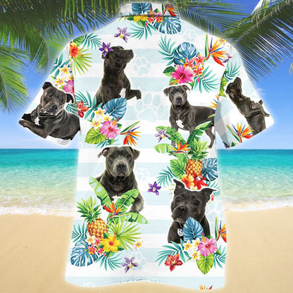 Madra Tarbh-Bhrocaire Staffordshire Bláth Trópaiceach Am Samhraidh Léine Haváís, Bronntanas Léine Haváís, Bronntanas Nollag