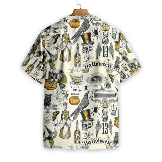 Trickery Halloween Awesome Background Design Hawaiian Shirt,Hawaiian Shirt Gift, Christmas Gift
